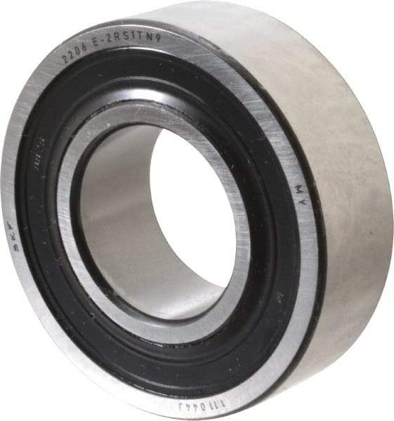 SKF - 30mm Bore Diam, 62mm OD, Double Seal Self Aligning Radial Ball Bearing - 20mm Wide, 2 Rows, Round Bore, 1,510 Lb Static Capacity, 5,350 Lb Dynamic Capacity - All Tool & Supply