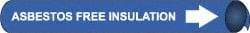 NMC - Pipe Marker with Asbestos Free Legend and Arrow Graphic - 1-1/8 to 2-3/8" Pipe Outside Diam, White on Blue - All Tool & Supply