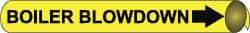 NMC - Pipe Marker with Boiler Blowdown Legend and Arrow Graphic - 1-1/8 to 2-3/8" Pipe Outside Diam, Black on Yellow - All Tool & Supply