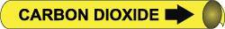 NMC - Pipe Marker with Carbon Dioxide Legend and Arrow Graphic - 3-3/8 to 4-1/2" Pipe Outside Diam, Black on Yellow - All Tool & Supply