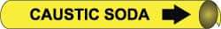 NMC - Pipe Marker with Caustic Soda Legend and Arrow Graphic - 1-1/8 to 2-3/8" Pipe Outside Diam, Black on Yellow - All Tool & Supply