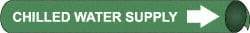 NMC - Pipe Marker with Chilled Water Supply Legend and Arrow Graphic - 1-1/8 to 2-3/8" Pipe Outside Diam, White on Green - All Tool & Supply