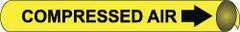 NMC - Pipe Marker with Compressed Air Legend and Arrow Graphic - 3-3/8 to 4-1/2" Pipe Outside Diam, Black on Yellow - All Tool & Supply