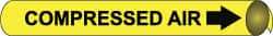 NMC - Pipe Marker with Compressed Air Legend and Arrow Graphic - 1-1/8 to 2-3/8" Pipe Outside Diam, Black on Yellow - All Tool & Supply