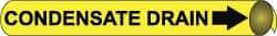 NMC - Pipe Marker with Condensate Drain Legend and Arrow Graphic - 3-3/8 to 4-1/2" Pipe Outside Diam, Black on Yellow - All Tool & Supply