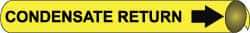 NMC - Pipe Marker with Condensate Return Legend and Arrow Graphic - 3-3/8 to 4-1/2" Pipe Outside Diam, Black on Yellow - All Tool & Supply