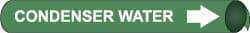 NMC - Pipe Marker with Condenser Water Legend and Arrow Graphic - 2-1/2 to 3-1/4" Pipe Outside Diam, White on Green - All Tool & Supply