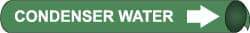 NMC - Pipe Marker with Condenser Water Legend and Arrow Graphic - 1-1/8 to 2-3/8" Pipe Outside Diam, White on Green - All Tool & Supply