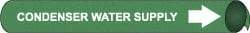 NMC - Pipe Marker with Condenser Water Supply Legend and Arrow Graphic - 3-3/8 to 4-1/2" Pipe Outside Diam, White on Green - All Tool & Supply