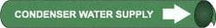 NMC - Pipe Marker with Condenser Water Supply Legend and Arrow Graphic - 2-1/2 to 3-1/4" Pipe Outside Diam, White on Green - All Tool & Supply