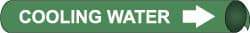 NMC - Pipe Marker with Cooling Water Legend and Arrow Graphic - 3-3/8 to 4-1/2" Pipe Outside Diam, White on Green - All Tool & Supply