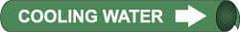 NMC - Pipe Marker with Cooling Water Legend and Arrow Graphic - 4-5/8 to 5-7/8" Pipe Outside Diam, White on Green - All Tool & Supply