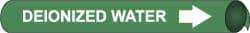 NMC - Pipe Marker with Deionized Water Legend and Arrow Graphic - 1-1/8 to 2-3/8" Pipe Outside Diam, White on Green - All Tool & Supply