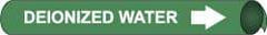 NMC - Pipe Marker with Deionized Water Legend and Arrow Graphic - 3-3/8 to 4-1/2" Pipe Outside Diam, White on Green - All Tool & Supply