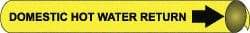 NMC - Pipe Marker with Domestic Hot Water Return Legend and Arrow Graphic - 4-5/8 to 5-7/8" Pipe Outside Diam, Black on Yellow - All Tool & Supply