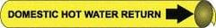 NMC - Pipe Marker with Domestic Hot Water Return Legend and Arrow Graphic - 4-5/8 to 5-7/8" Pipe Outside Diam, Black on Yellow - All Tool & Supply