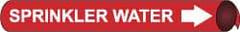 NMC - Pipe Marker with Sprinkler Water Legend and Arrow Graphic - 2-1/2 to 3-1/4" Pipe Outside Diam, White on Red - All Tool & Supply