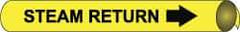 NMC - Pipe Marker with Steam Return Legend and Arrow Graphic - 2-1/2 to 3-1/4" Pipe Outside Diam, Black on Yellow - All Tool & Supply