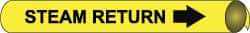 NMC - Pipe Marker with Steam Return Legend and Arrow Graphic - 3-3/8 to 4-1/2" Pipe Outside Diam, Black on Yellow - All Tool & Supply