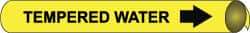 NMC - Pipe Marker with Tempered Water Legend and Arrow Graphic - 4-5/8 to 5-7/8" Pipe Outside Diam, Black on Yellow - All Tool & Supply