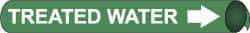 NMC - Pipe Marker with Treated Water Legend and Arrow Graphic - 1-1/8 to 2-3/8" Pipe Outside Diam, White on Green - All Tool & Supply