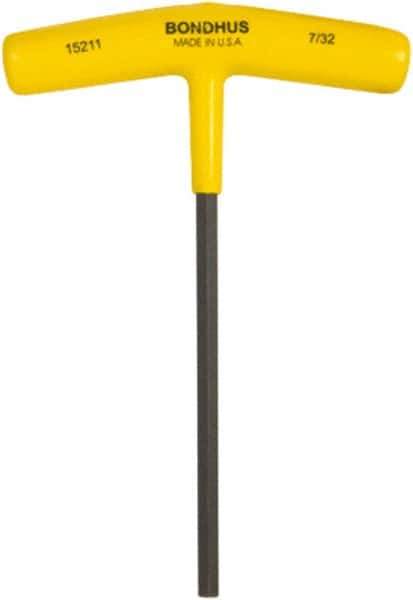 Bondhus - 7/32" Hex, T-Handle Cushion Grip, Hex Key - 6" OAL, Protanium High Torque Steel, Inch System of Measurement - All Tool & Supply