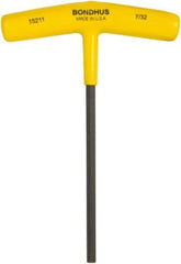 Bondhus - 1/8" Hex, T-Handle Cushion Grip, Hex Key - 6" OAL, Protanium High Torque Steel, Inch System of Measurement - All Tool & Supply