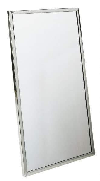 Bradley - 24 Inch Wide x 36 Inch High, Theft Resistant Rectangular Glass Washroom Mirror - Stainless Steel Frame - All Tool & Supply