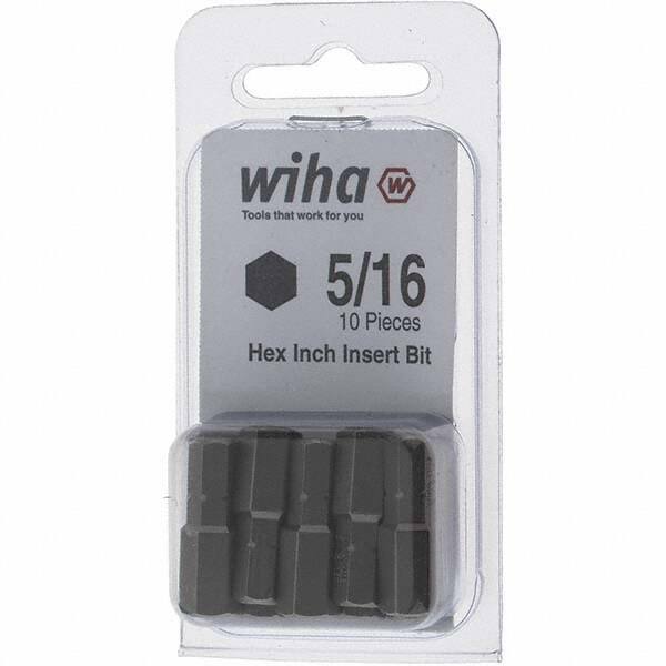 Wiha - 0.312" Hex Screwdriver Bit - 1/4" Drive, 1" OAL - All Tool & Supply