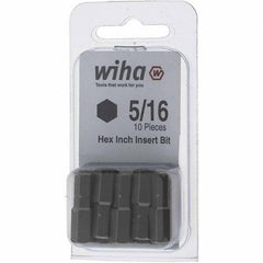 Wiha - 0.312" Hex Screwdriver Bit - 1/4" Drive, 1" OAL - All Tool & Supply