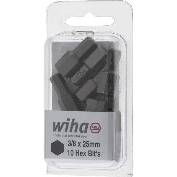 Wiha - 3/8" Hex Screwdriver Bit - 1/4" Drive, 1" OAL - All Tool & Supply