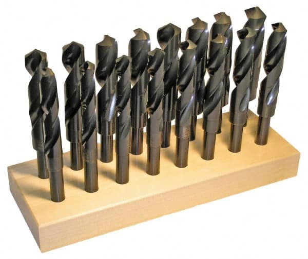 Chicago-Latrobe - 17/32 to 1", 118° Point, Oxide Finish, High Speed Steel Reduced Shank Drill Bit Set - All Tool & Supply