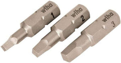 Wiha - 3 Piece, 1/4" Drive Screwdriver Insert Bit Set - #1 to #3 Square Recess - All Tool & Supply