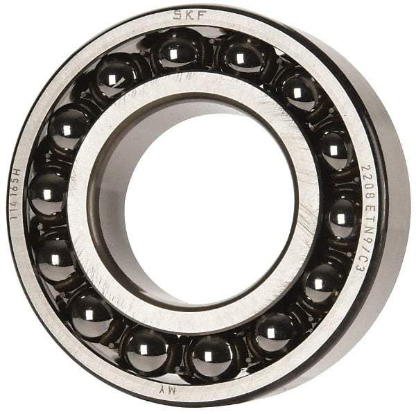 SKF - 40mm Bore Diam, 80mm OD, Open Self Aligning Radial Ball Bearing - 23mm Wide, 2 Rows, Round Bore, 2,250 Lb Static Capacity, 7,170 Lb Dynamic Capacity - All Tool & Supply