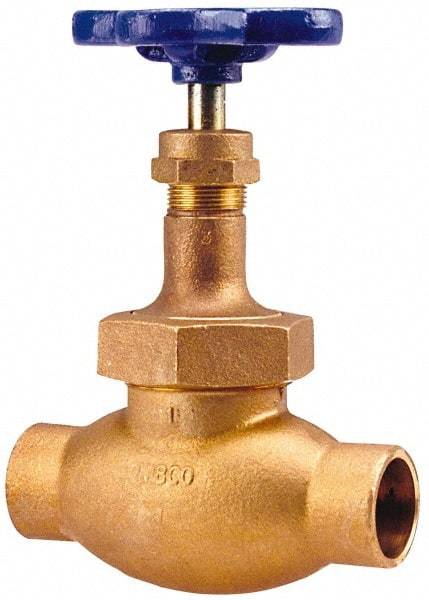 NIBCO - 1-1/2" Pipe, Soldered Ends, Bronze Integral Oxygen Service Globe Valve - PTFE Disc, Union Bonnet, 300 psi WOG, 150 psi WSP, Class 150 - All Tool & Supply