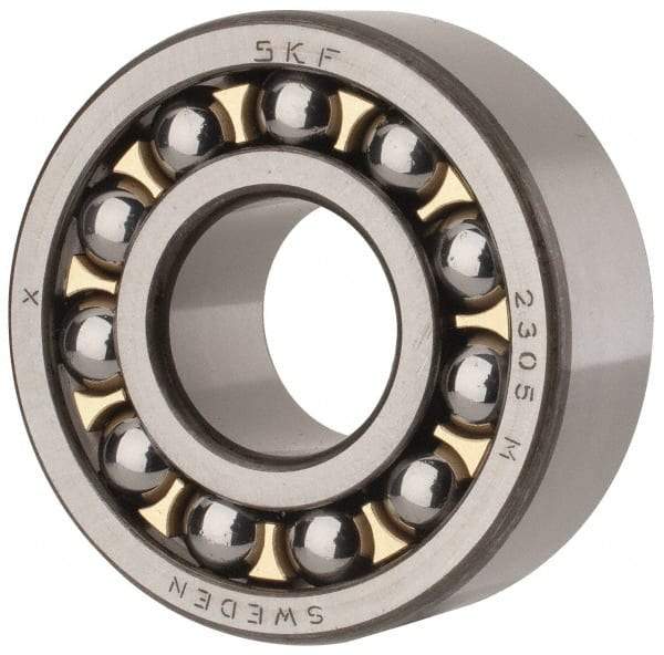 SKF - 25mm Bore Diam, 62mm OD, Open Self Aligning Radial Ball Bearing - 24mm Wide, 2 Rows, Round Bore, 1,470 Lb Static Capacity, 5,440 Lb Dynamic Capacity - All Tool & Supply