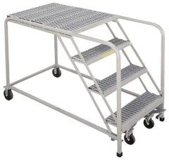 PW Platforms - 40" 4 Step Platform - Rolling Work Platform, 500 Lb Capacity, 40" Platform Height, 32" Base Width x 53" Base Depth, Perforated Tread - All Tool & Supply