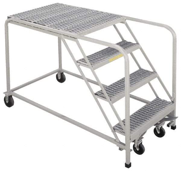 PW Platforms - 40" 4 Step Platform - Rolling Work Platform, 500 Lb Capacity, 40" Platform Height, 26" Base Width x 53" Base Depth, Perforated Tread - All Tool & Supply