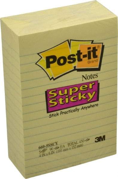 3M - 90 Sheet, 4 x 6", Note Pad/Writing Pad/Notebook - Yellow - All Tool & Supply