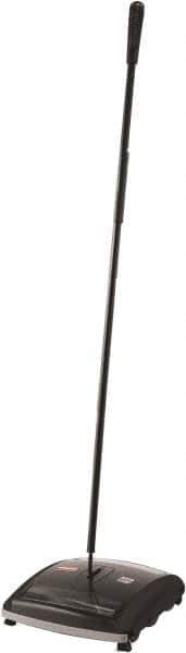 Rubbermaid - 7-1/2" Sweeping Width, Dual Brush Walk Behind Sweeper - Manual Push, Rubber Wheels, Nylon Bristles - All Tool & Supply