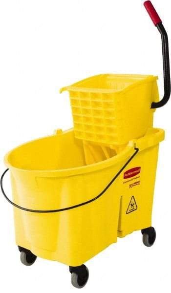 Rubbermaid - 44 Qt Plastic Bucket & Wringer - 26.3333" Long x 38-1/8" High x 18-1/8" Wide, Yellow - All Tool & Supply