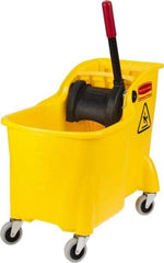 Rubbermaid - 31 Qt Plastic Bucket & Wringer - 22-5/8" Long x 32-1/4" High x 13-1/4" Wide, Yellow - All Tool & Supply