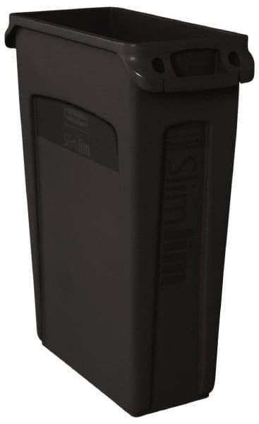 Rubbermaid - 23 Gal Black Rectangle Trash Can - Polyethylene, 30" High x 22" Long x 11" Wide - All Tool & Supply