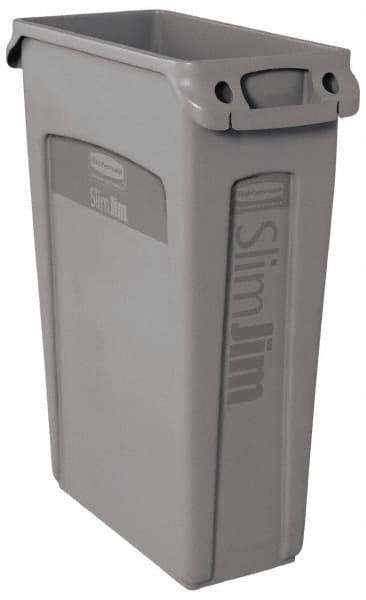 Rubbermaid - 23 Gal Gray Rectangle Trash Can - Polyethylene, 30" High x 22" Long x 11" Wide - All Tool & Supply