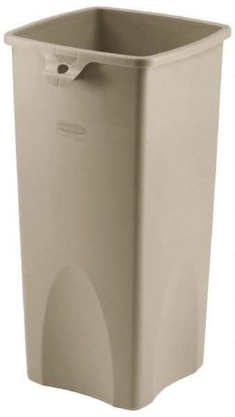 Rubbermaid - 23 Gal Beige Square Trash Can - Polyethylene, 30.9" High x 16-1/2" Long x 15-1/2" Wide - All Tool & Supply