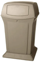 Rubbermaid - 45 Gal Beige Square Trash Can - Polyethylene, 41-1/2" High x 24-7/8" Long x 24-7/8" Wide - All Tool & Supply