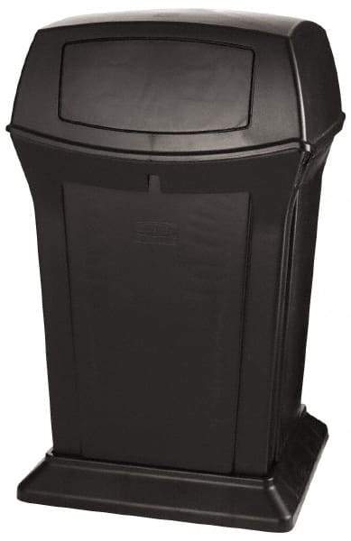 Rubbermaid - 45 Gal Black Square Trash Can - Polyethylene, 41-1/2" High x 24-7/8" Long x 24-7/8" Wide - All Tool & Supply