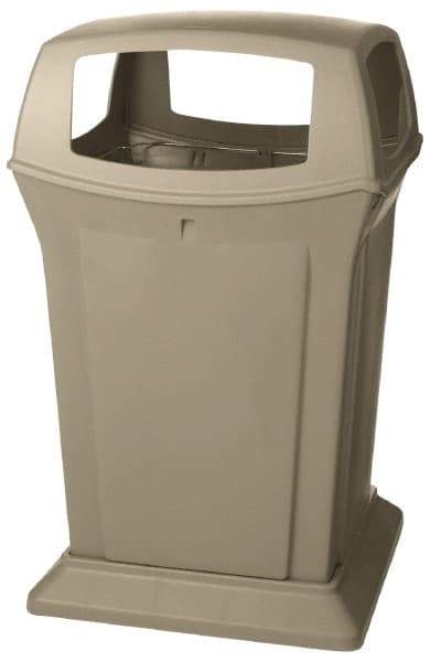 Rubbermaid - 45 Gal Beige Square Trash Can - Polyethylene, 41-1/2" High x 24-7/8" Long x 24-7/8" Wide - All Tool & Supply