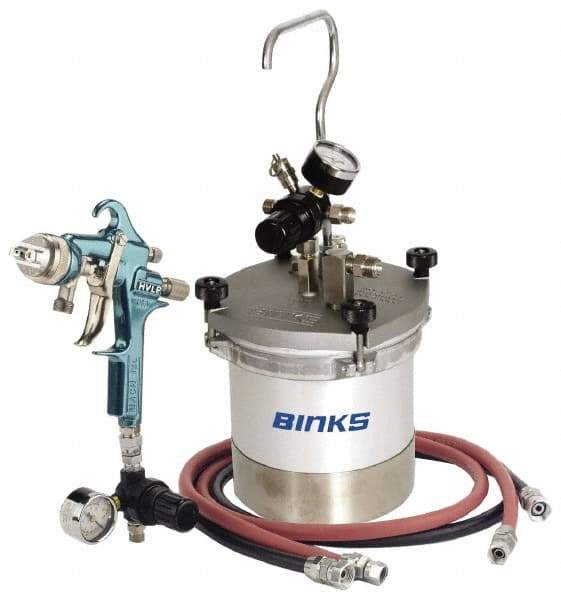 Binks - High Volume/Low Pressure Paint Spray Gun - 2 Qt Capacity, 10 Max psi, 12 Max CFM, For High Solids, Industrial Automotive, Waterborne - All Tool & Supply