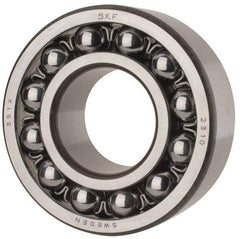 SKF - 50mm Bore Diam, 110mm OD, Open Self Aligning Radial Ball Bearing - 40mm Wide, 2 Rows, Round Bore, 4,500 Lb Static Capacity, 14,300 Lb Dynamic Capacity - All Tool & Supply